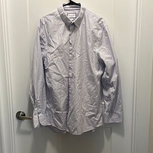 Charles Tyrwhitt White Dress Shirt with Blue Windowpane